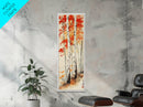 Canvas Print Japanese Birch Trees in Autumn, Traditional Wabi Sabi Art, Rustic Decor Above Bed Wall Art, Cozy Fall Living Room Decor