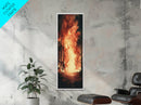 Autumn Leaves and Birch Trees Framed Canvas Print – Cozy Rustic Decor, Tall Skinny Art, Fall Vibes, Birch Tree Painting, Living Room Wall Art