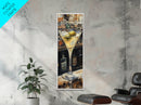 Realistic Martini Glass with Olives, Classic Cocktail Art, Bar Scene Canvas Print, Retro Kitchen Decor, Olive Martini Painting