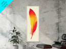 Red and Orange Feather Painting Print - Boho Wall Art - Framed Canvas Print - Tall Skinny Art - Minimalist Home Decor - Rustic Decor