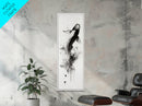 Tall Skinny Koi Fish Painting Print, Black and White Wabi Sabi Wall Art, Koi Fish Wall Decor, Japanese Style Elegant Artwork, Narrow Wall Art