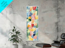 Stained Glass Mosaic Framed Canvas Print Vibrant Moroccan Wall Art Bright Geometric Long Skinny Living Room or Bedroom Decor