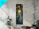 Mystical Heart Silhouette Canvas Print with Starry Night Forest, Moody Wall Art Gift Idea in Whimsical Romantic Style