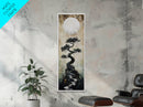 Mystical Moon and Bonsai Canvas Print Zen Wall Art Serene Wabi Sabi Decor Minimalist Nature Artwork Vertical Framed Artwork