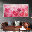 Watercolor Hearts Canvas Print, Romantic Light Pink Wall Art, Feminine Cottagecore Decor, Rustic Artwork Gift Idea, Original Painting