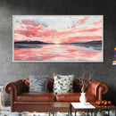 Serene Pink Sunset Canvas Print | Coastal Landscape Art | Nautical Wall Decor | Bedroom Above Bed Art | Horizontal Panoramic Artwork
