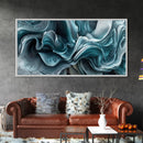 Blue Textured Wave Art Framed Canvas Print, Geometric Wall Art, Abstract Coastal Art, Sage Green Wall Art, Bedroom Art, Vertical Wall Art