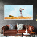Rustic Windmill Framed Canvas Print Perfect Above Sofa Farmhouse Art Panoramic Artwork Wabi Sabi Inspired Bedroom Horizontal Wall Art