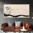 Minimalist Nature Framed Canvas Print, Wabi Sabi Wall Art Above Sofa Decor, Rustic Botanical Artwork Idea Horizontal Bedroom Decor