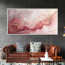 Pink Geode Framed Canvas Print, Light Pink Wall Art Above Bed Decor, Moody Abstract Artwork Gift Idea Minimalist Panoramic Painting