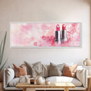 Pink Lipstick Art Canvas Print, Light Pink Wall Art, Feminine Abstract Painting, Modern Home Decor Piece for Bedroom or Bathroom