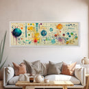 Framed Canvas Print of Science Art with Abstract Diagrams, Therapy Art, Brain Art, Panoramic Wall Art, Horizontal Living Room Art