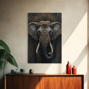 Ornate Elephant Kerala Mural Framed Canvas Print – Ganesh Wall Art, Sacred Geometry Art, Indian Inspired Decor Rustic Living Room Art