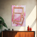 Golden Frames on Pink Canvas Print | Abstract Minimalist Wall Art | Rustic Gold Decor | Wabi Sabi Aesthetic | Living Room Accent | Gift Idea