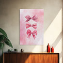 Pink Ribbon Trio Canvas Print, Feminine Wall Art, Light Pink Wall Art, Gift Idea for Her, Whimsical Art, Minimalist Art, Bedroom Wall Decor