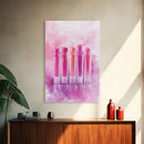 Vibrant lipstick art bold feminine wall decor framed canvas print perfect bedroom or guest room boho aesthetic rustic glam style gift