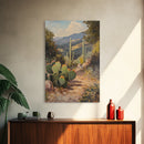 Cactus Bloom Framed Canvas Print Rustic Wall Art Living Room Decor Farmhouse Wall Art Original Painting Gift Idea Landscape Art