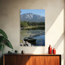 Mountain Reflections Framed Canvas Print Lake Tahoe Art Nautical Wall Art Rustic Decor Farmhouse Wall Art Living Room Art Landscape Painting