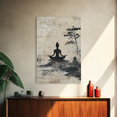 Serenity Silhouette Canvas Print Featuring Pine Tree Art, Rustic Neutral Zen Wall Art, Wabi Sabi Minimalist Decor for Peaceful Living