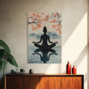 Cherry Blossom Canvas Print Featuring Zen Silhouette, Oriental Inspired Wabi Sabi Art, Minimalist Yoga Wall Art for Tranquility