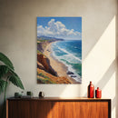 Panoramic Coastal Framed Canvas Print Blue Ocean View Nautical Landscape Art Extra Wide Wall Art Nautical Decor Living Room Beach Artwork