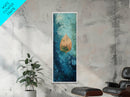 Golden Leaf, botanical prints, wabi sabi wall art, nature inspired art, minimalist art, teal wall art, Canvas Print