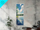 Lake Reflection, Landscape Painting, Moody Art, Coastal Decor, Above Sofa Art, Bedroom Art, Framed Canvas Print