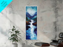 River in Mountains, moody landscape painting, smoky mountain art, rustic wall art, wabi sabi art, framed canvas print