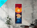 Fiery Sunset, pink orange wall art, landscape painting, moody art, dramatic wall art, framed canvas print, horizontal wall art