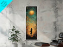 Moonlight, dark romance painting, moody art, forest at dusk painting, celestial art, teal wall art, framed canvas print, gift idea
