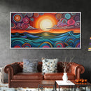 Sunset Waves, Canvas Print, surf wall art, geometric wall art, pink orange wall art, colorful abstract art, extra wide art, boho art