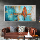 Tribal Arrow, Framed Canvas Print, geometric wall art, teal wall art, sacred geometry wall art, boho art, extra wide art