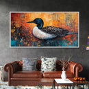 Loon Bird Painting, bird art, wildlife art, nature painting, teal wall art, framed canvas print, lake decor, rustic wall art