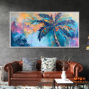Palm tree painting, coastal wall art, framed canvas print, tropical art, boho art, surf wall art, extra wide art, vibrant wall decor
