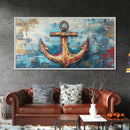 Nautical Anchor, Coastal Decor, Rustic Wall Art, Extra Wide Art, Nautical Wall Art, Horizontal Wall Art, Framed Canvas Print, Living Room Art