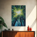 Looking Up, birch tree painting, nature wall art, green wall art, botanical prints, rustic wall art, framed canvas print, zen art
