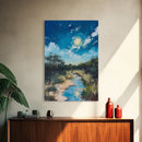 Moonlit Marsh, Moody Art, Coastal Landscape Art, Blue and Green Wall Art, Rustic Wall Art, Framed Canvas Print, Gift Idea
