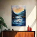 Mountain Stream, Nature Painting, Canvas Print, Forest Art, Rustic Wall Art, Coastal Decor, Bedroom Art, Cabin Decor, Gift Idea