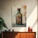 Snake in Bottle Canvas Print Dark Fantasy Art, Mysterious Wall Decor, Surrealism Artwork, Eclectic Home Decor, Gothic Wall Art