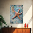 Starfish Texture Coastal Canvas Print, Beach House Decor, Ocean Wall Art, Nautical Artwork, Textured Beach Art, Coastal Living Room Art
