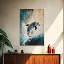 Jumping Dolphin, Dolphin Painting, Coastal Decor, Nautical Painting, Seascape Art, Ocean Art, Canvas Print, Gift Idea