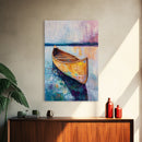 Wooden Canoe, Coastal Landscape Art, Nautical Wall Art, Seascape Painting, Lake Tahoe Art, Extra Wide Art, Framed Canvas Print