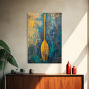 Wooden Paddle, Nautical Wall Art, Rustic Decor, Blue and Green Wall Art, Extra Wide Art, Living Room Art, Framed Canvas Print