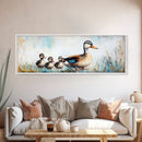 Mother Duck and Ducklings, Whimsical Farmhouse Animal Wall Art, Cute Baby Ducks Painting, Cozy Country Decor, Nursery Artwork