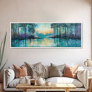 Twilight Lake Canvas Print Tranquil Nature Wall Art, Reflective Water Landscape, Mystical Forest Painting, Serene Bedroom Wall Decor