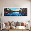 Tranquil Lake Reflection Framed Canvas Print - Nature Landscape Wall Art, Living Room Decor, Serene Water Painting, Cabin Wall Art