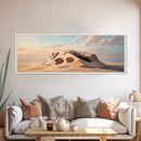 Surreal Beach Sand Formation Canvas Print, Coastal Nature Wall Art, Modern Ocean Landscape Painting, Minimalist Seascape Bedroom Decor