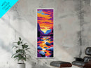 Mountain River, Vibrant Sunset Art, Framed Canvas Print, Nature Wall Decor, Rustic Home Art, Boho Landscape Art, Living Room Wall Art