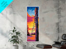 Barbed Wire Fence, Rural Sunset, Western Art, Vibrant Landscape Print, Bold Country Wall Decor, Living Room Art, Framed Canvas Print
