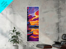 Lake Cabin, Autumn Sunset, Framed Canvas Print, Cozy Retreat Wall Art, Rustic Home Decor, Vibrant Nature Scene, Living Room Artwork